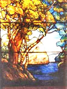 Custom stained and leaded glass Tiffany Style tree window