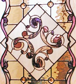 Victorian style stained and leaded glass custom pocket door