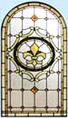 Custom leaded glass falconhead Victorian style bathroom window