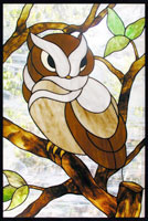 Owl stained glass window