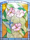 hummingbird and flowers stained glass and leaded glass window