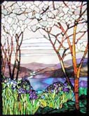 magnolias and irises stained glass custom window