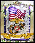 Marines Tribute stained and leaded glass custom windows