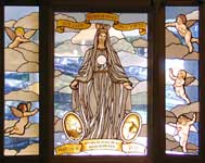 our lady queen of peace custom stained glass window