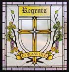 Custom stained and leaded glass regents school window