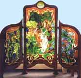 standing screen hand painted custom stained glass design