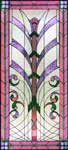 Custom stained glass Art Deco design entry window