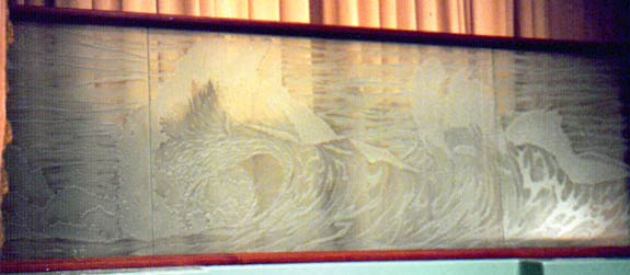 ocean waves sandblasted etching