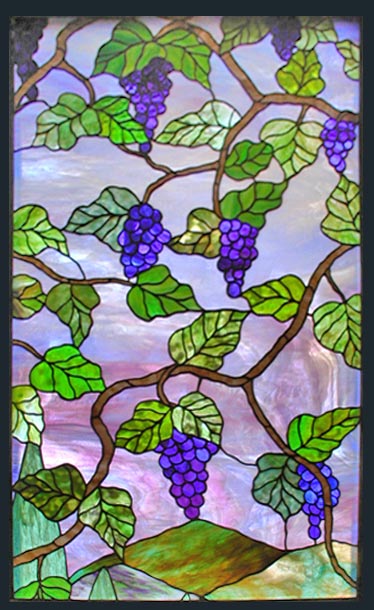 Tuscan landscape stained glass window