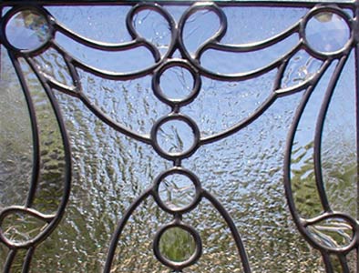 Custom leaded glass jeweled door window